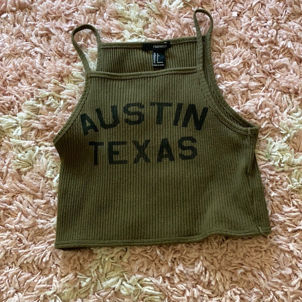Olive Green cropped tank top, size Small